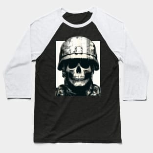 Retro pixel glitch skull soldier Baseball T-Shirt